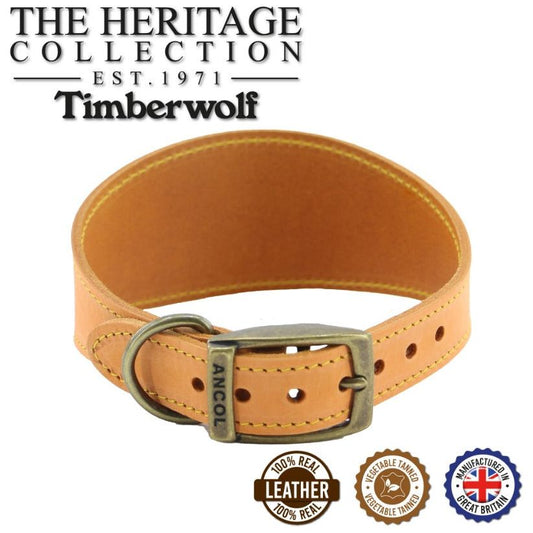 Timberwolf Greyhound Leather Collar 34 - 43 cm - Mustard