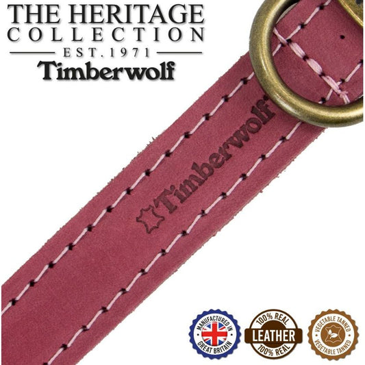 Timberwolf Leather Collar - Raspberry