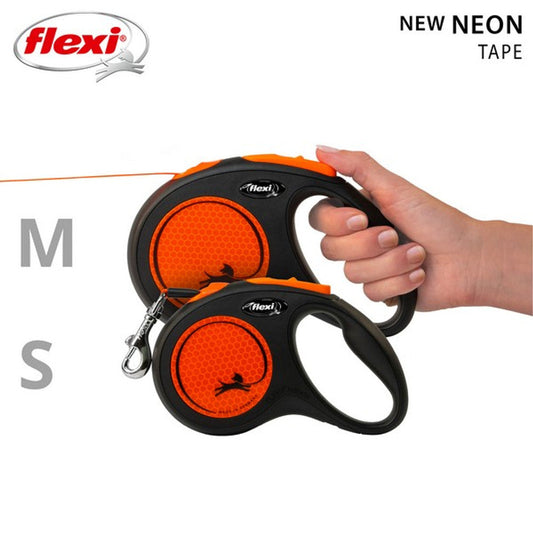 Flexi Neon Retractable Dog Lead - Orange