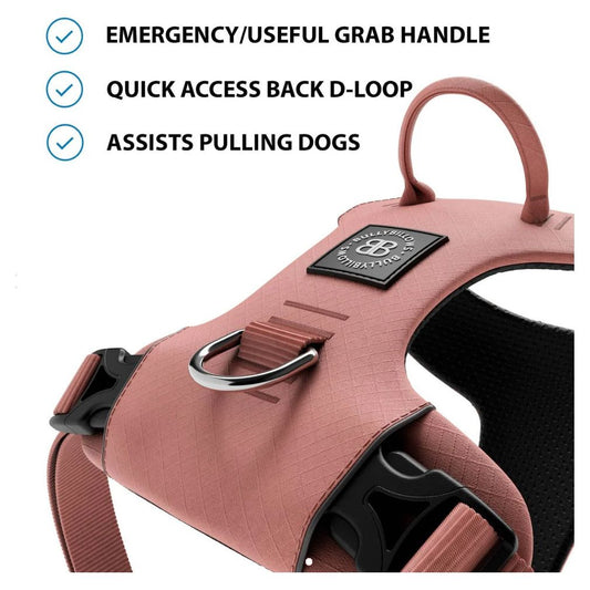Bully Billows Air Mesh Harness - Anti-Pull, With Handle - Pink