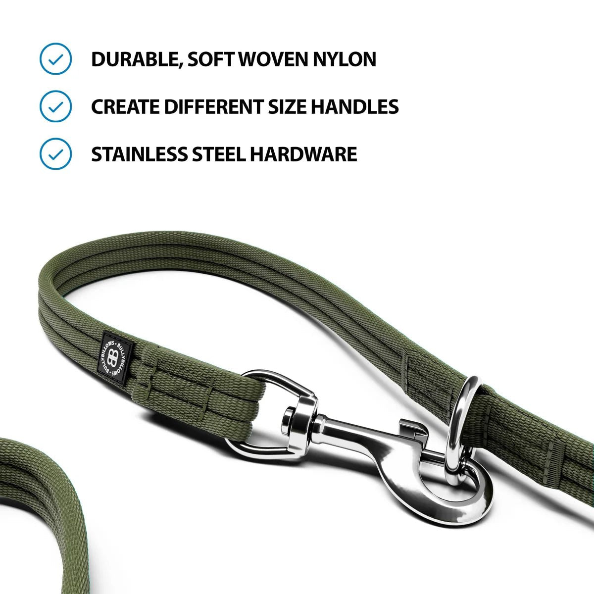 Bully Billows Double Ended Training Lead 2M Khaki - Sniff & Bark