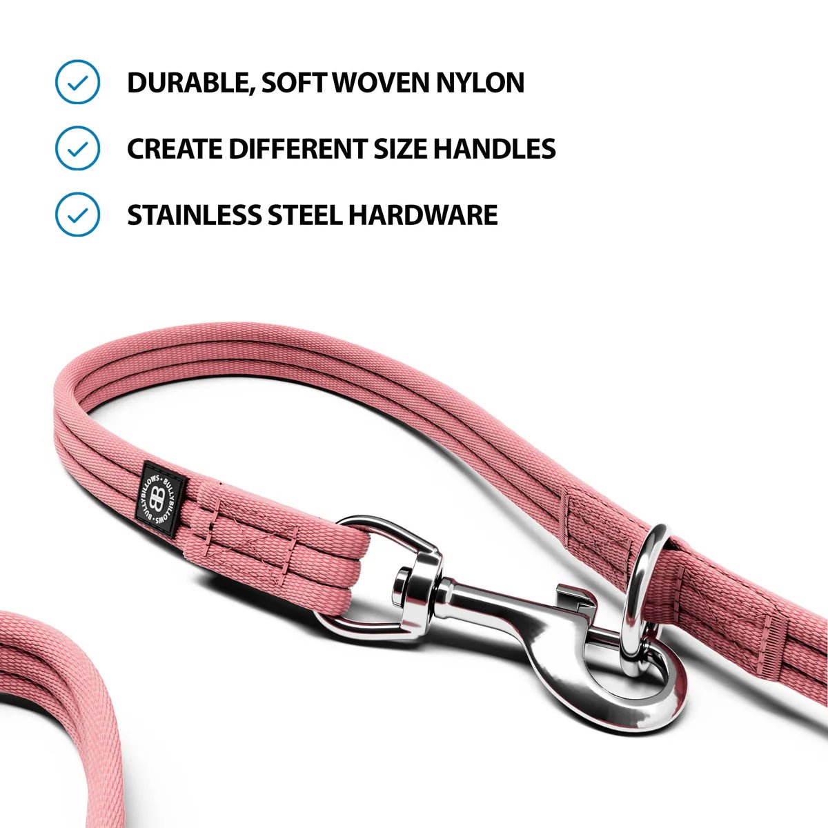 Bully Billows Double Ended Training Lead 2M Pink - Sniff & Bark