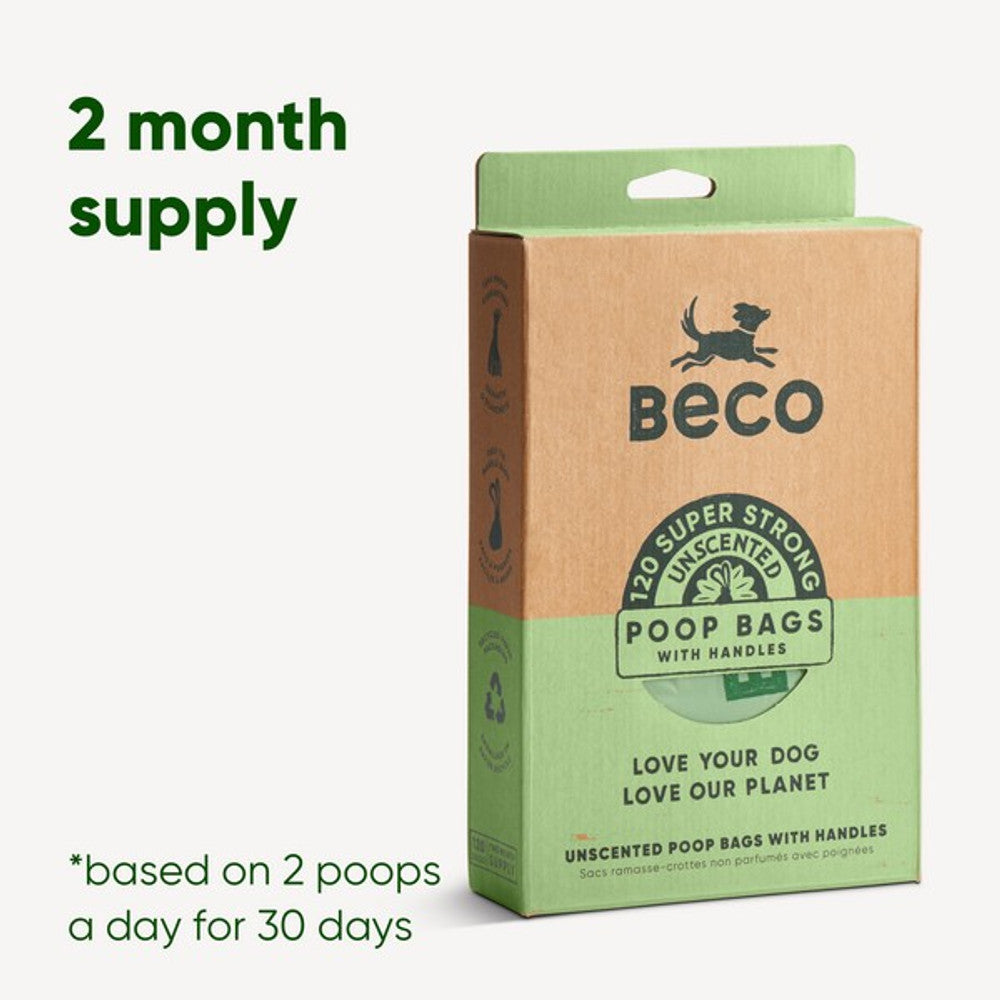 Beco Bio-Degradable Poop Bags With Tie Handles - 120 Bags