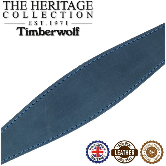 Timberwolf Greyhound Leather Collar 34 - 43 cm - Blue - Sniff & Bark