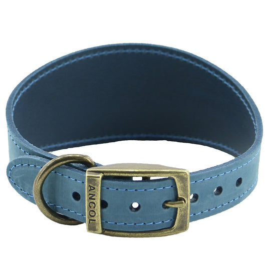 Timberwolf Greyhound Leather Collar 34 - 43 cm - Blue - Sniff & Bark