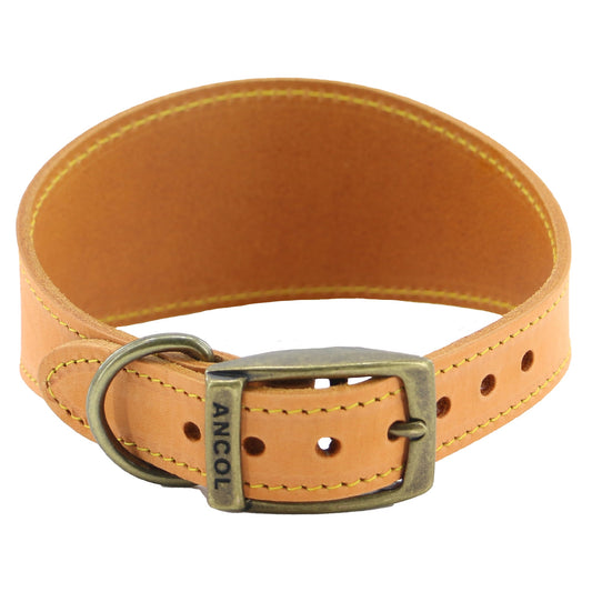 Timberwolf Greyhound Leather Collar 34 - 43 cm - Mustard - Sniff & Bark