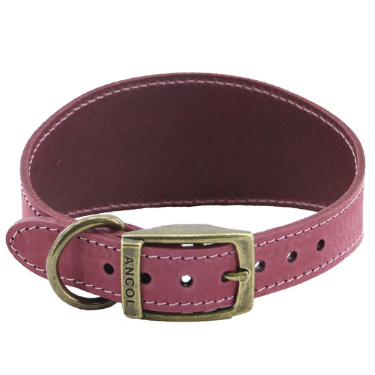 Timberwolf Greyhound Leather Collar 34 - 43 cm - Raspberry - Sniff & Bark
