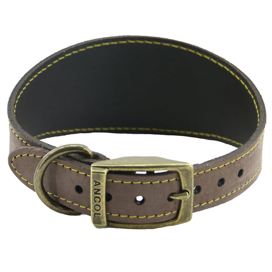 Timberwolf Greyhound Leather Collar 34 - 43 cm - Sable - Sniff & Bark