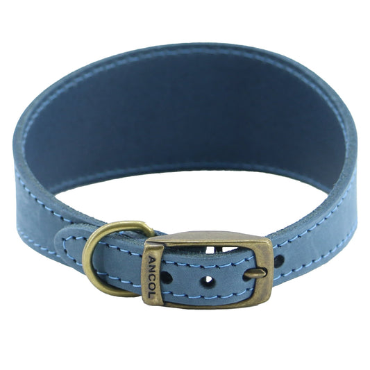Timberwolf Whippet Leather Collar 30 - 34 cm - Blue - Sniff & Bark