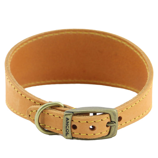 Timberwolf Whippet Leather Collar 30 - 34 cm - Mustard - Sniff & Bark