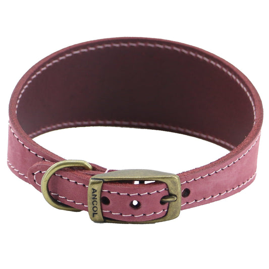Timberwolf Whippet Leather Collar 34 - 43 cm - Raspberry - Sniff & Bark